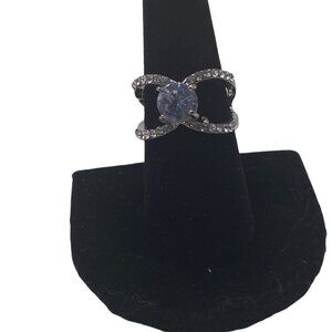 Silver Plated CZ Fashion Ring For Women Size 7 Elegant White Crystal Band‎